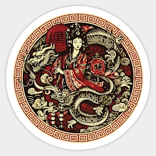 Year of the Dragon with Chinese Goddess 2024 Sticker